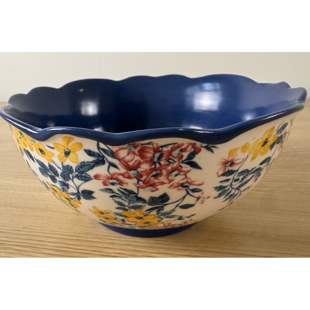 Pioneer Woman Heritage Floral Scalloped Cereal Bowl Blue Replacement Discontinue